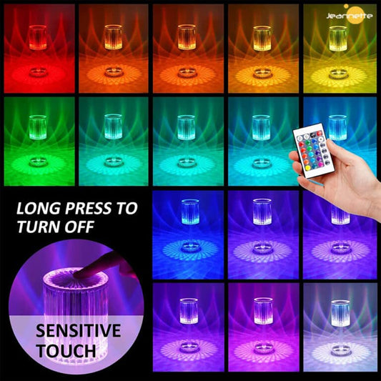 Crystal Diamond Table Lamp Touch Control RGB Color Light Bedroom Romantic